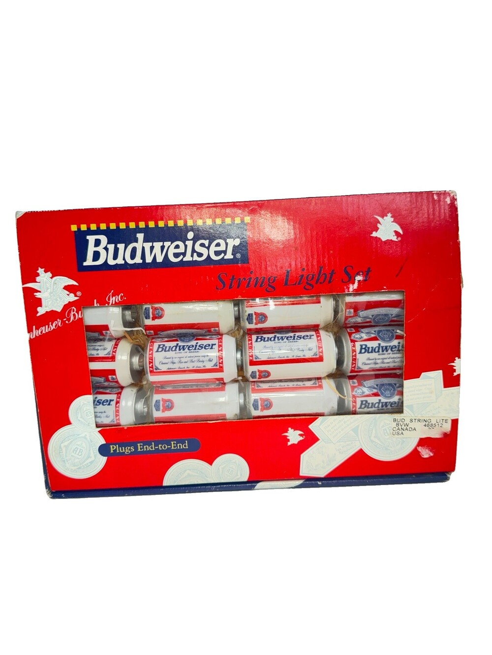 Vintage 1997 Budweiser Beer Can String Lights Primal Lite New Open Box